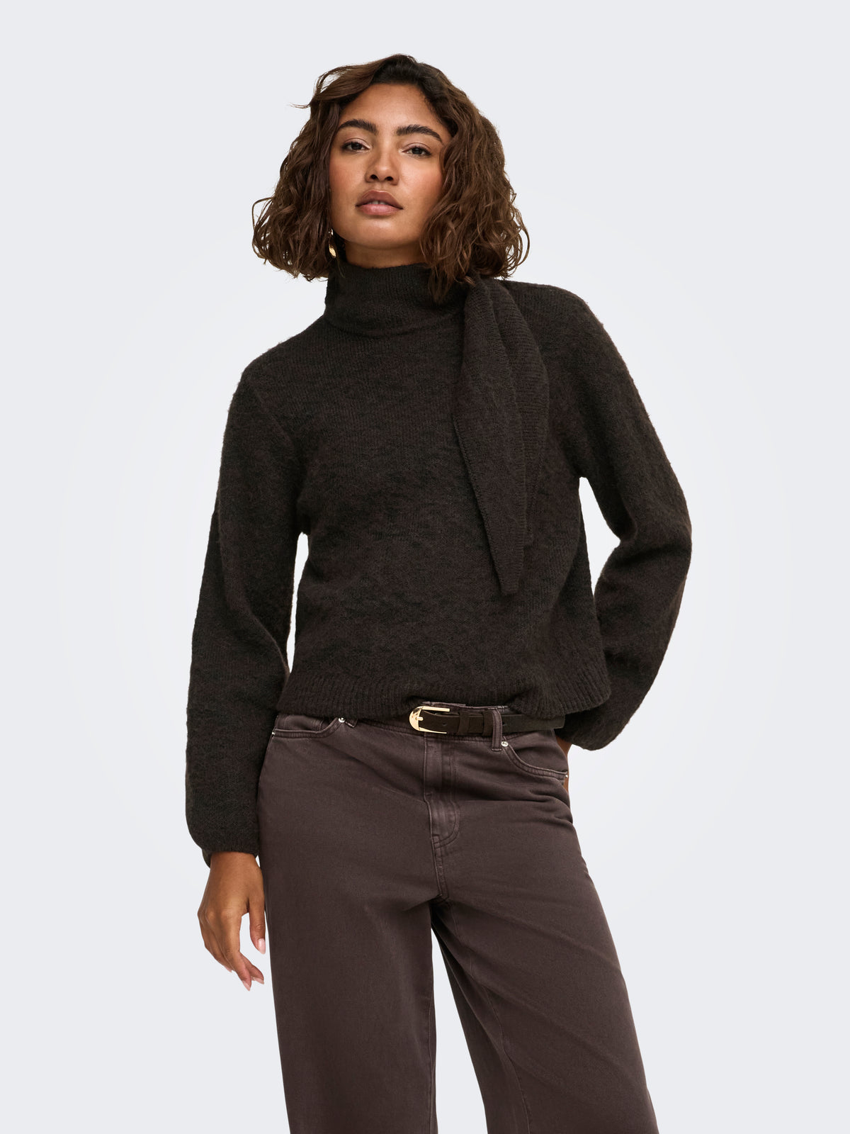ONLNOEME LS HIGHNECK SCARF DETAIL KNT