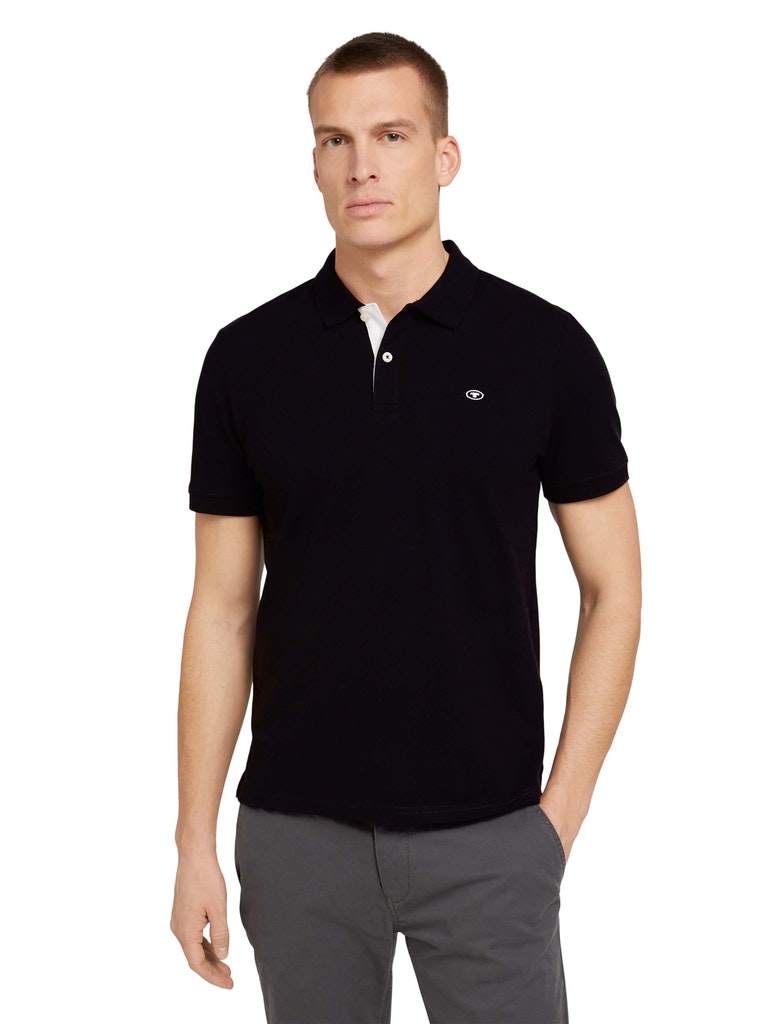 basic polo with contrast, Black