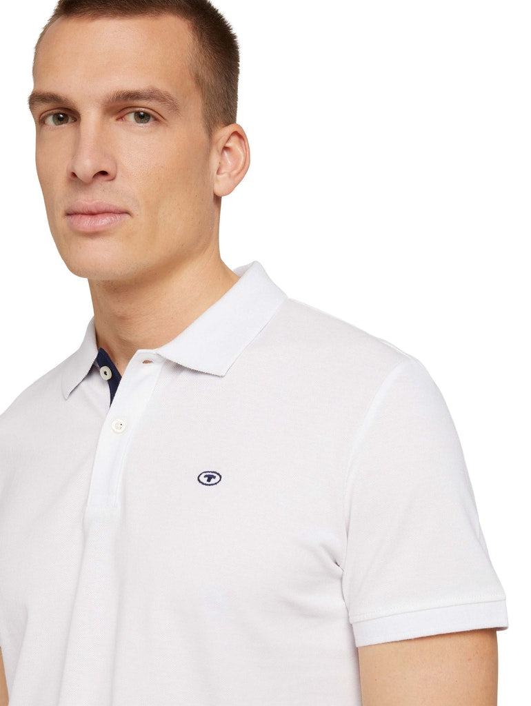 basic polo with contrast, White