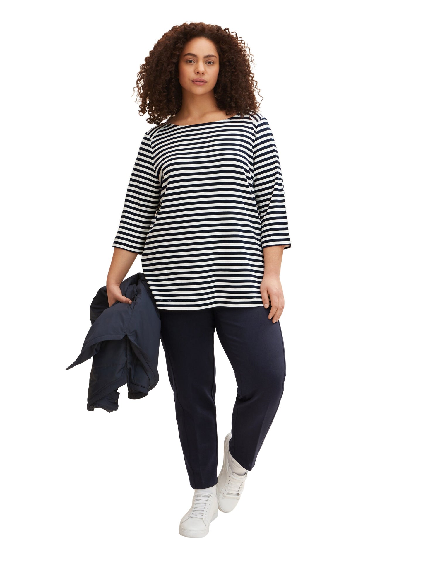 Plus - Gestreiftes Ottoman Sweatshirt