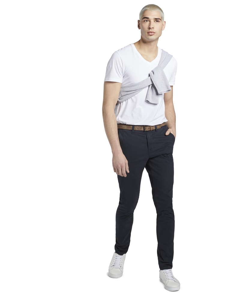 Slim Chino with belt, Sky Captain Blue