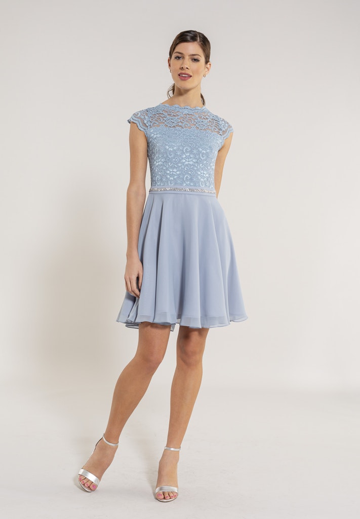 Cocktailkleid mit elastischem Spitzentop