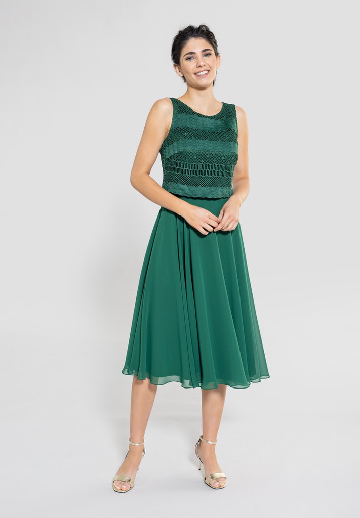 Cocktailkleid aus Material-Mix