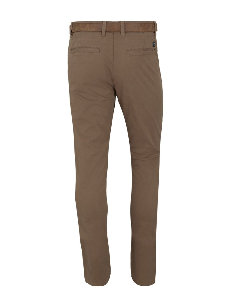 Slim Chino with belt, Honey Camel beige