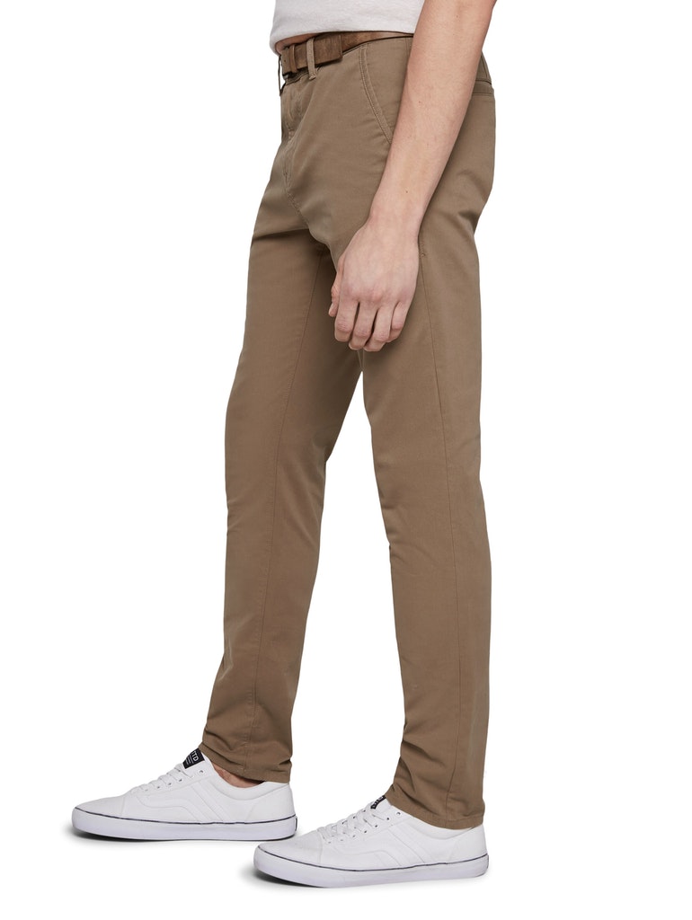Slim Chino with belt, Honey Camel beige