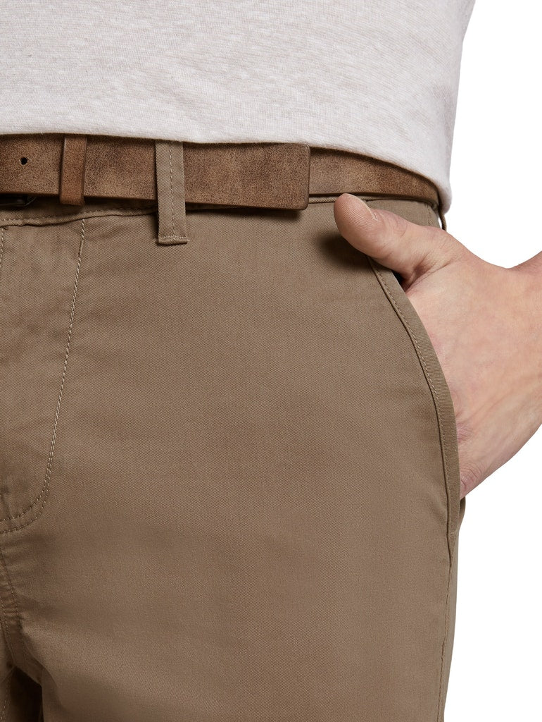 Slim Chino with belt, Honey Camel beige