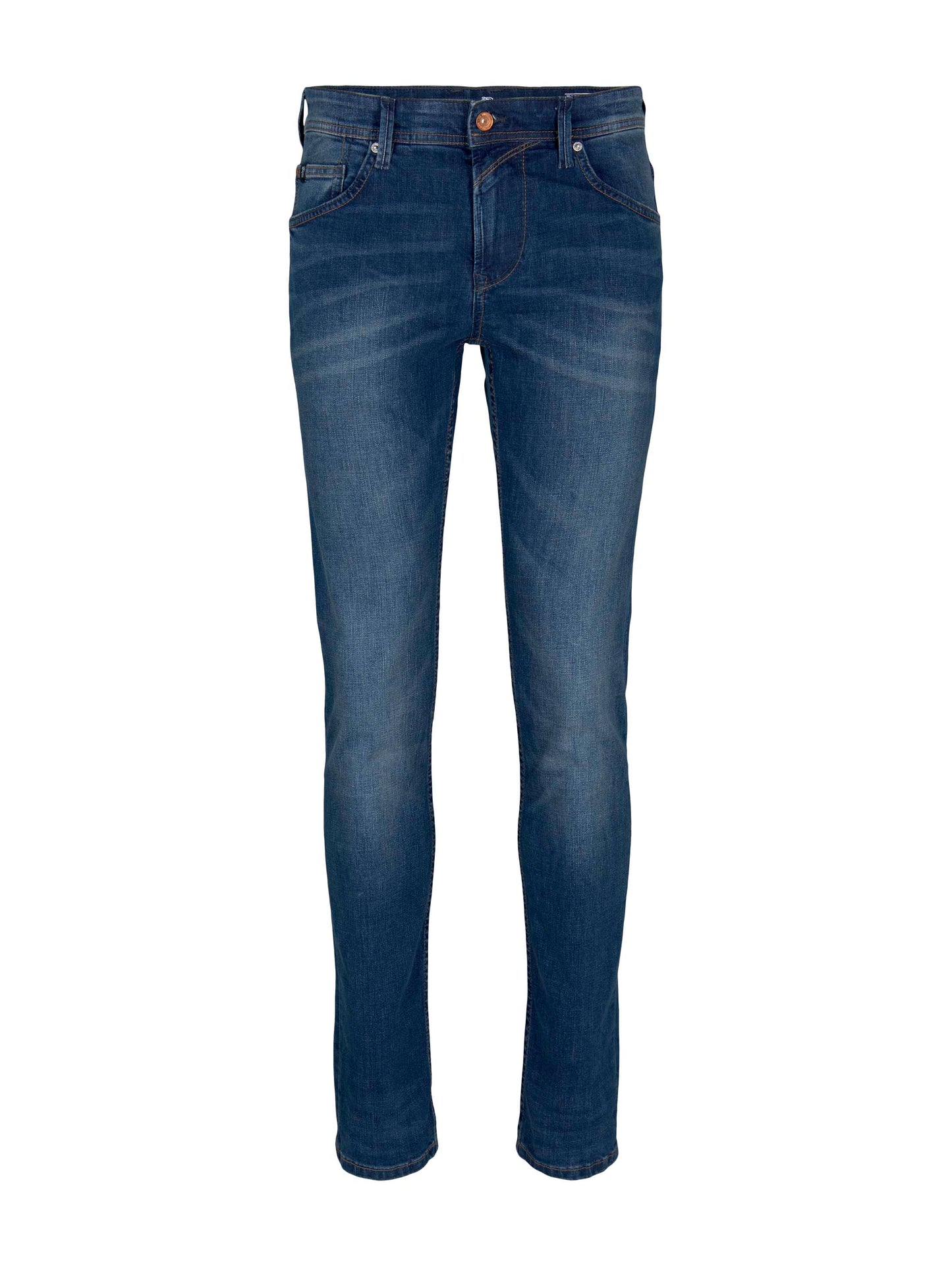 straight AEDAN blue denim, mid stone wash denim
