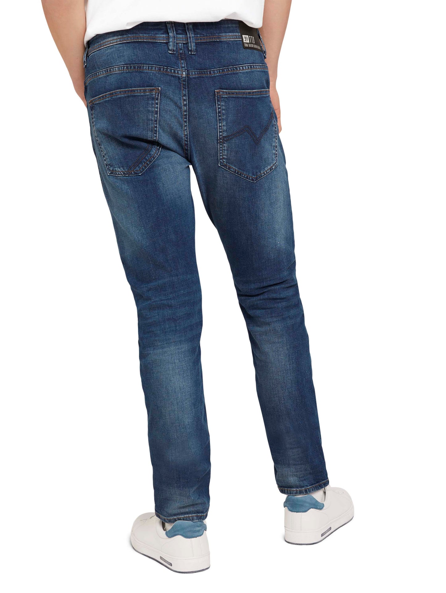 straight AEDAN blue denim, mid stone wash denim
