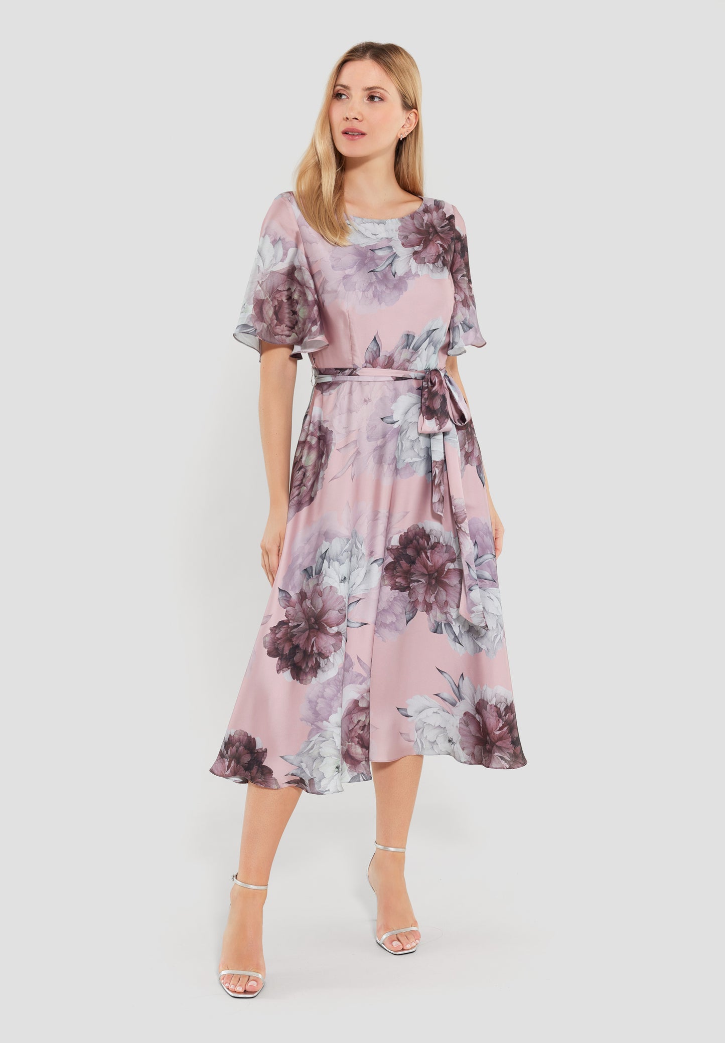 Midikleid aus bedrucktem Satin