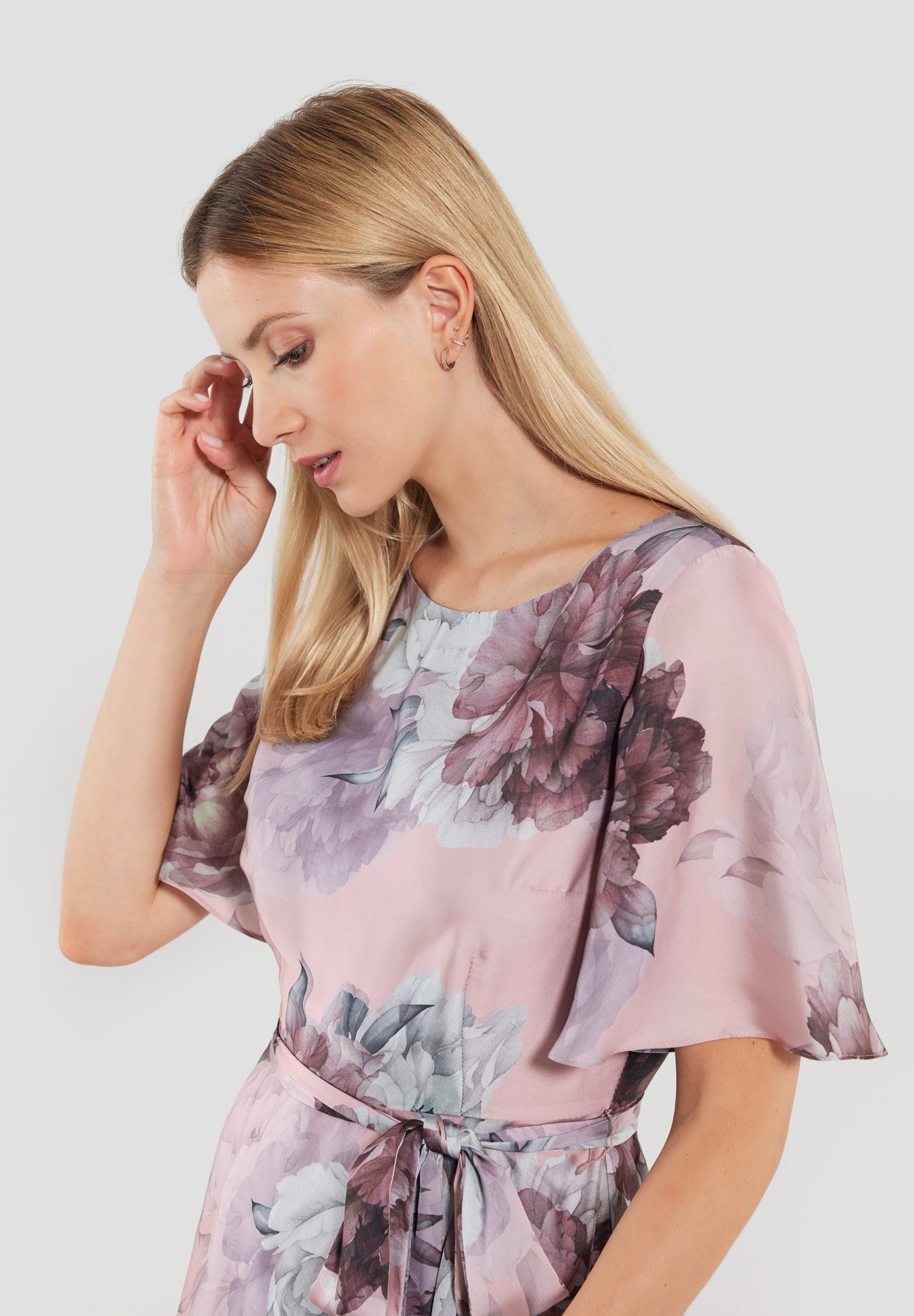 Midikleid aus bedrucktem Satin