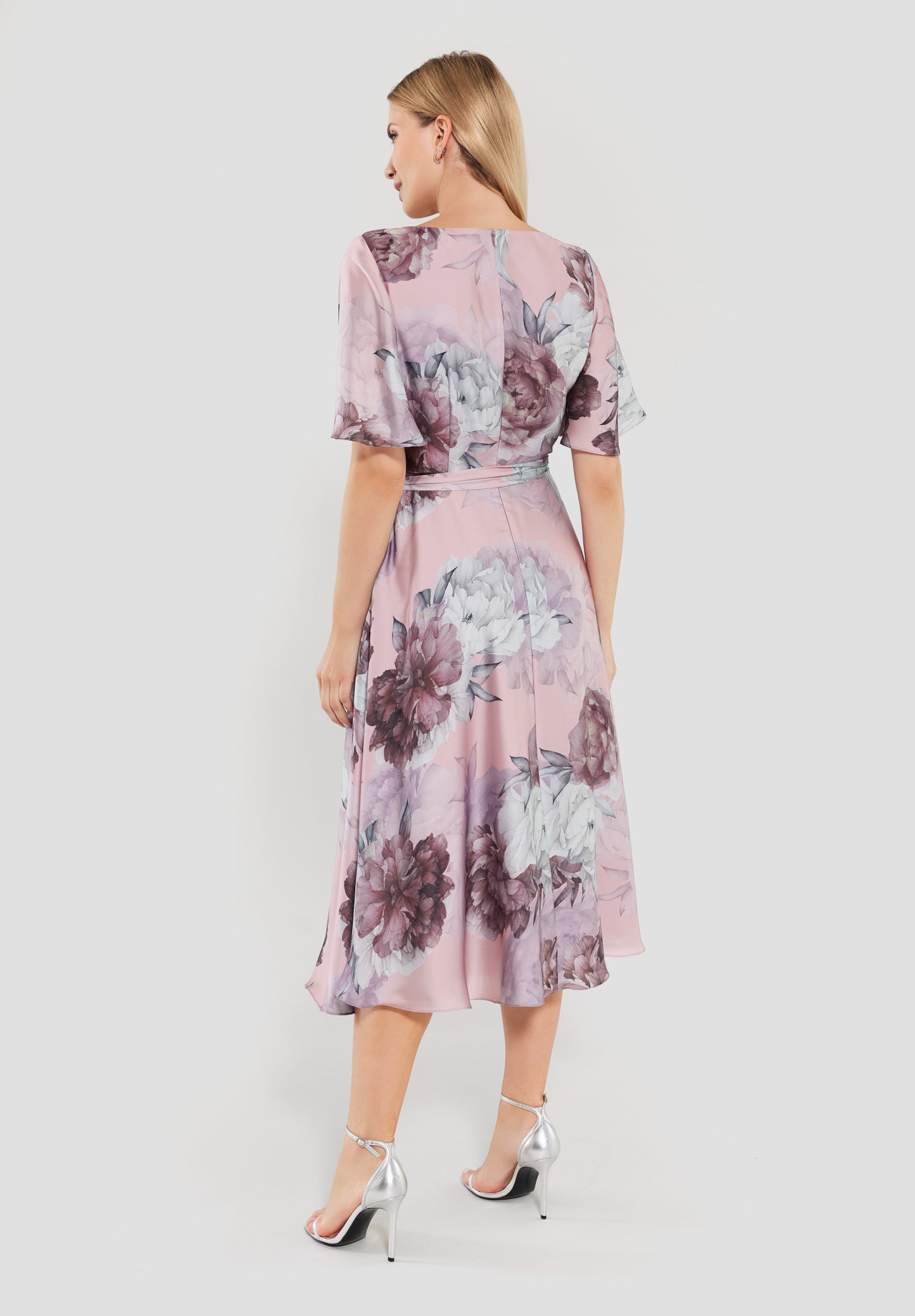 Midikleid aus bedrucktem Satin
