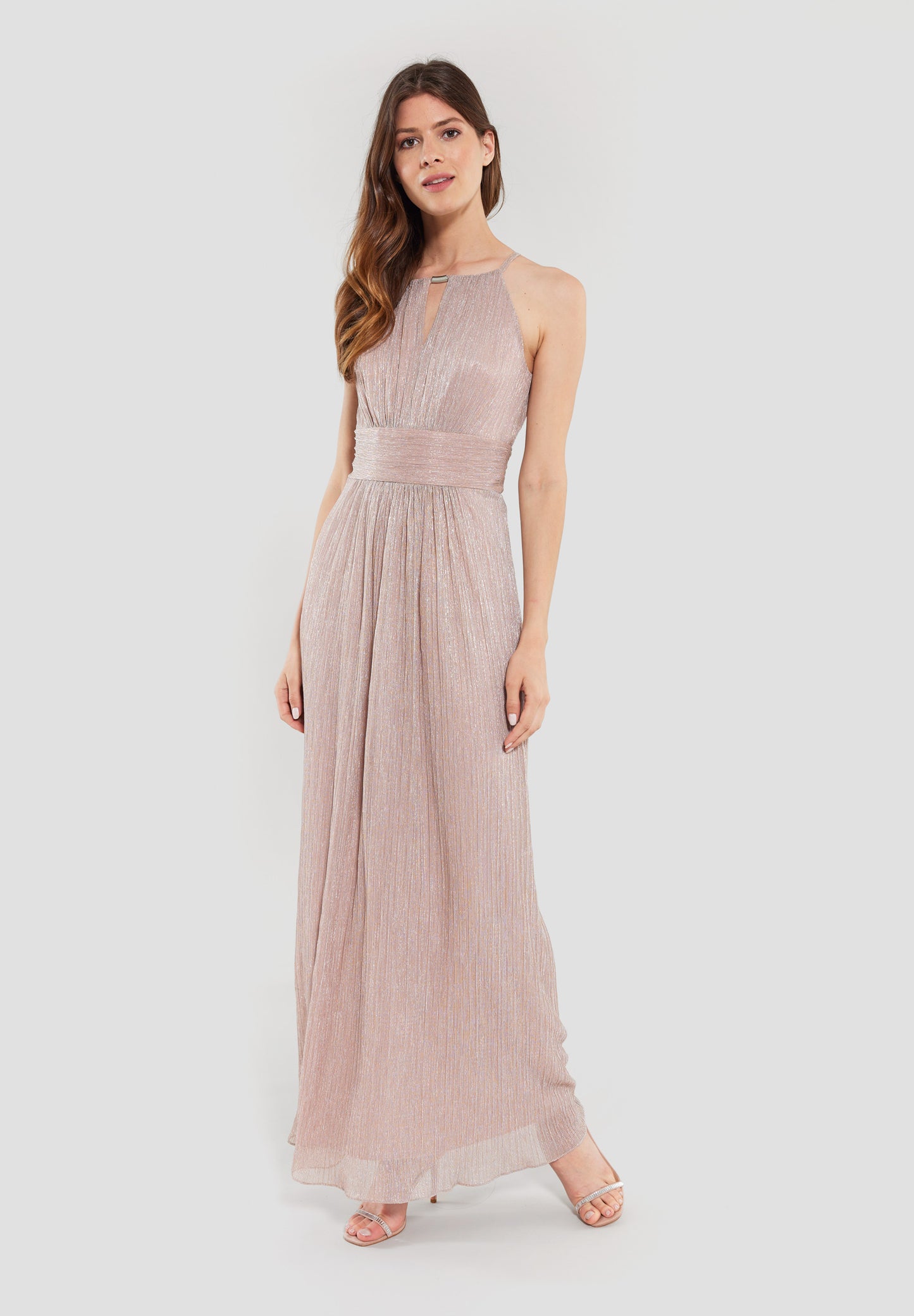 Abendkleid aus Plissee Jersey mit Metallic Fäden