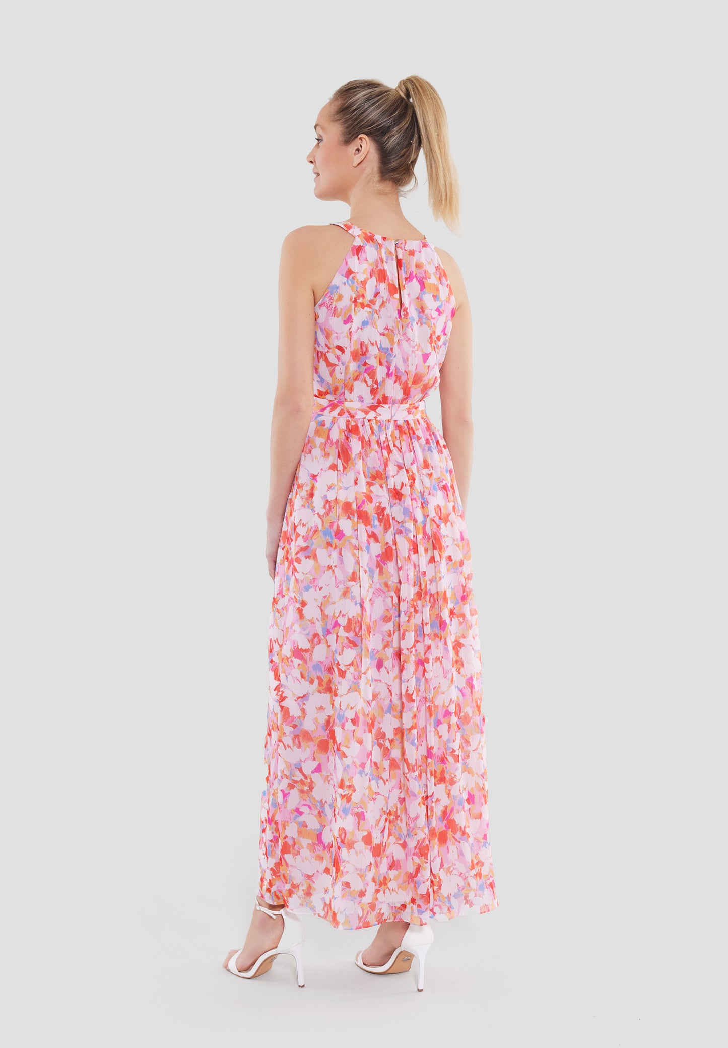 Abendkleid aus bedrucktem Crincle Chiffon