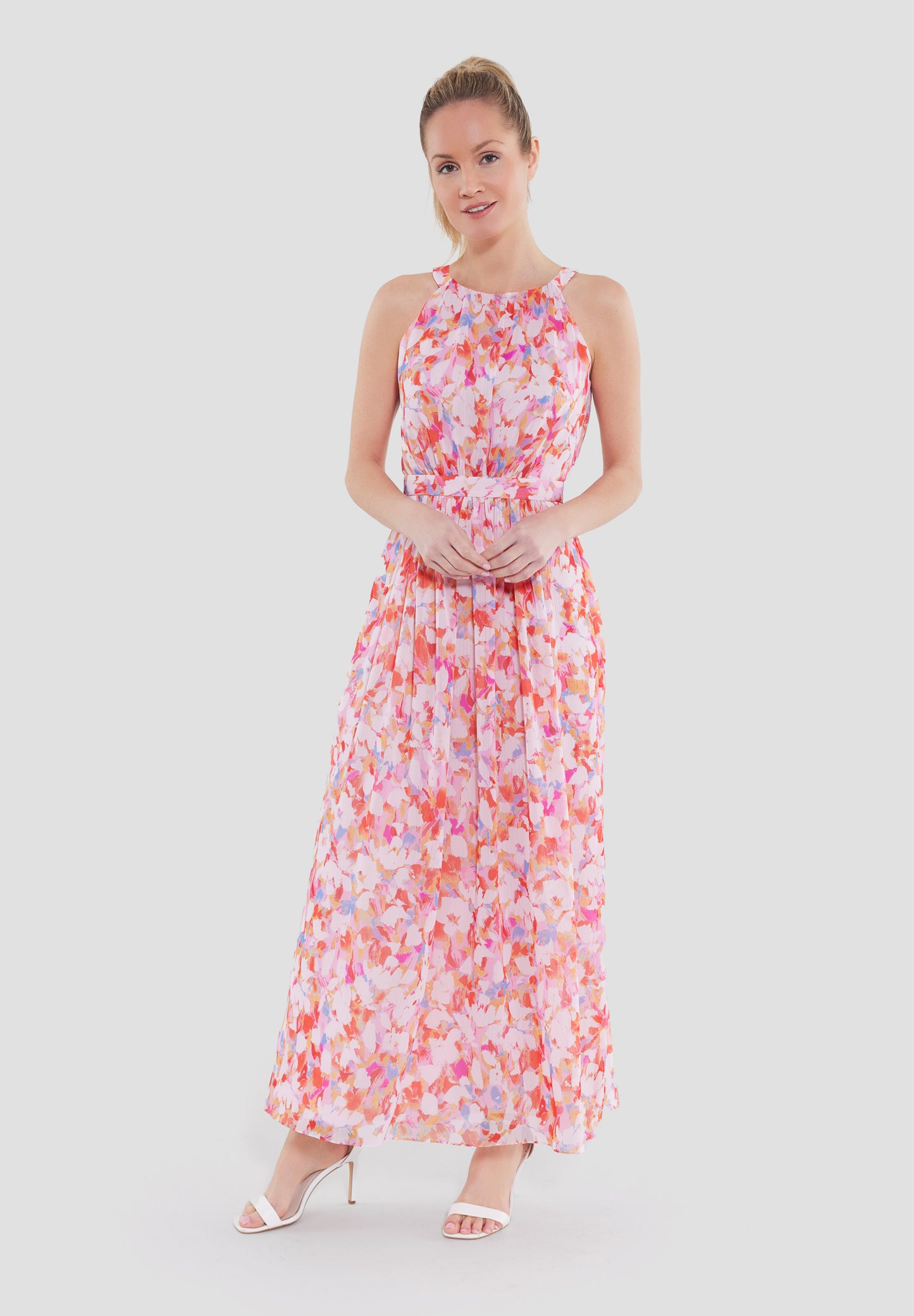Abendkleid aus bedrucktem Crincle Chiffon
