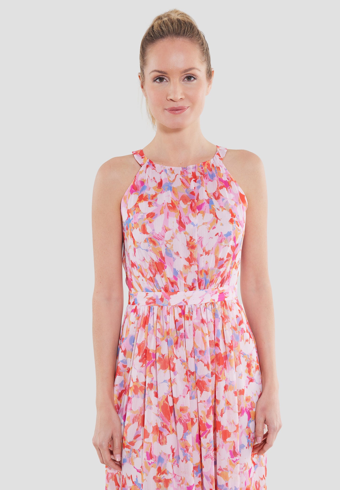Abendkleid aus bedrucktem Crincle Chiffon