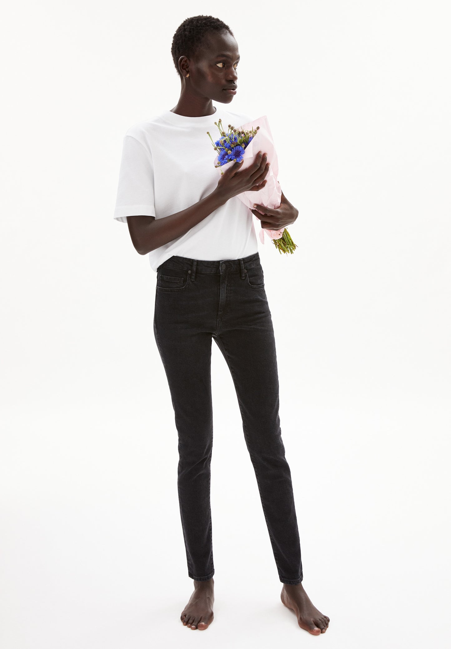 TILLAA Denims / 5 Pockets Skinny Solid, washed down black