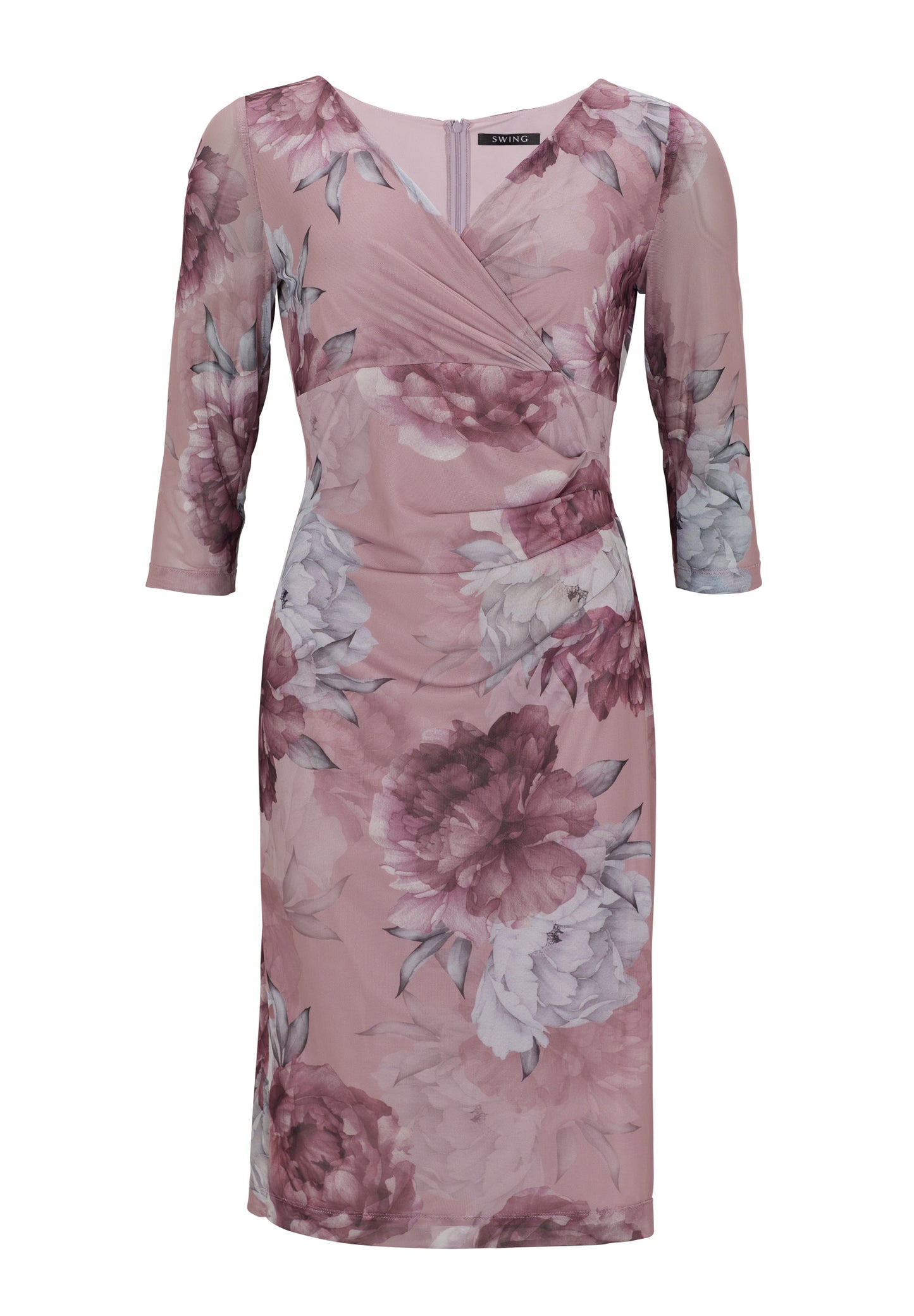 Midikleid aus bedrucktem Mesh