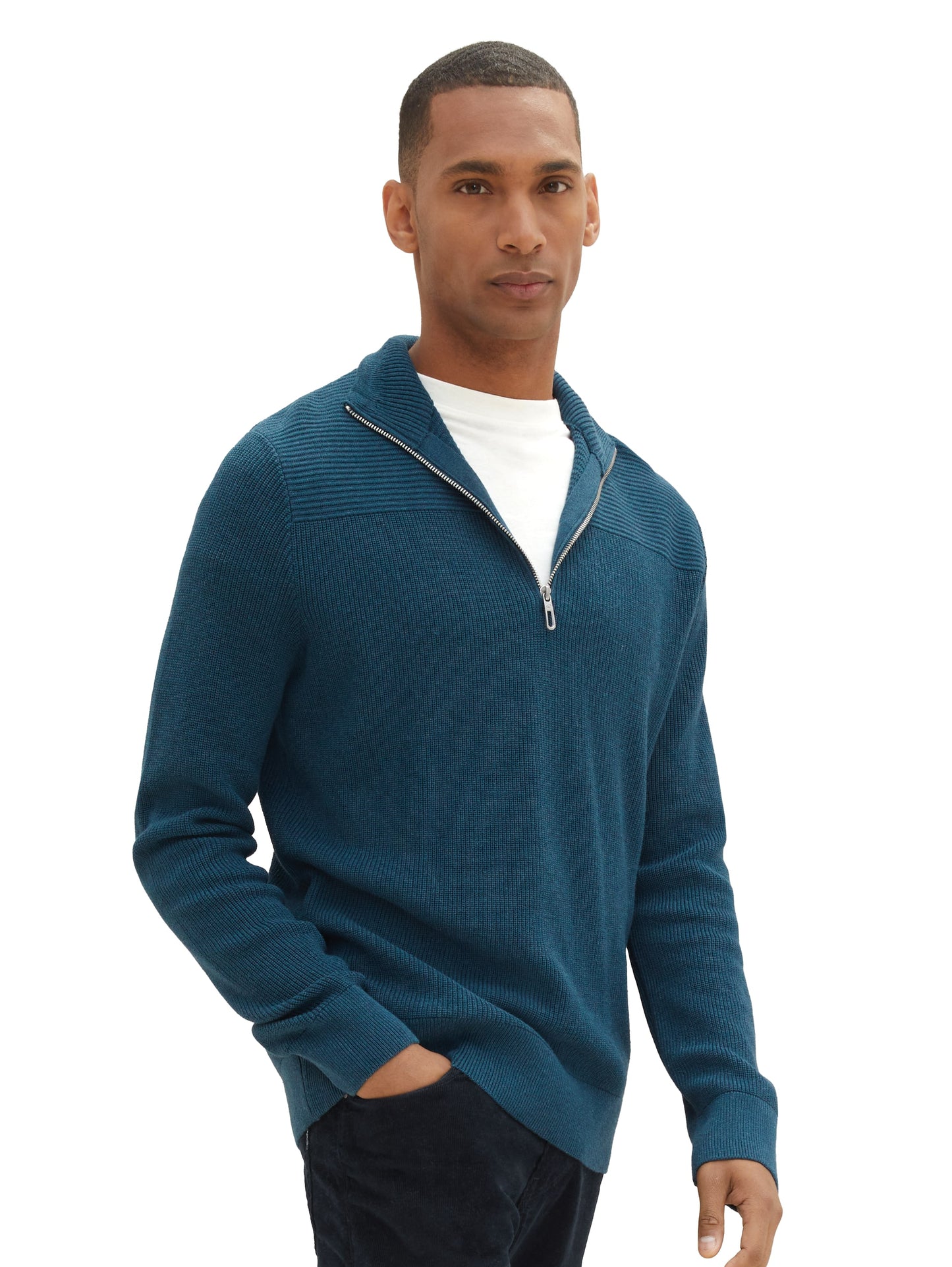 Strickpullover mit Troyer Kragen