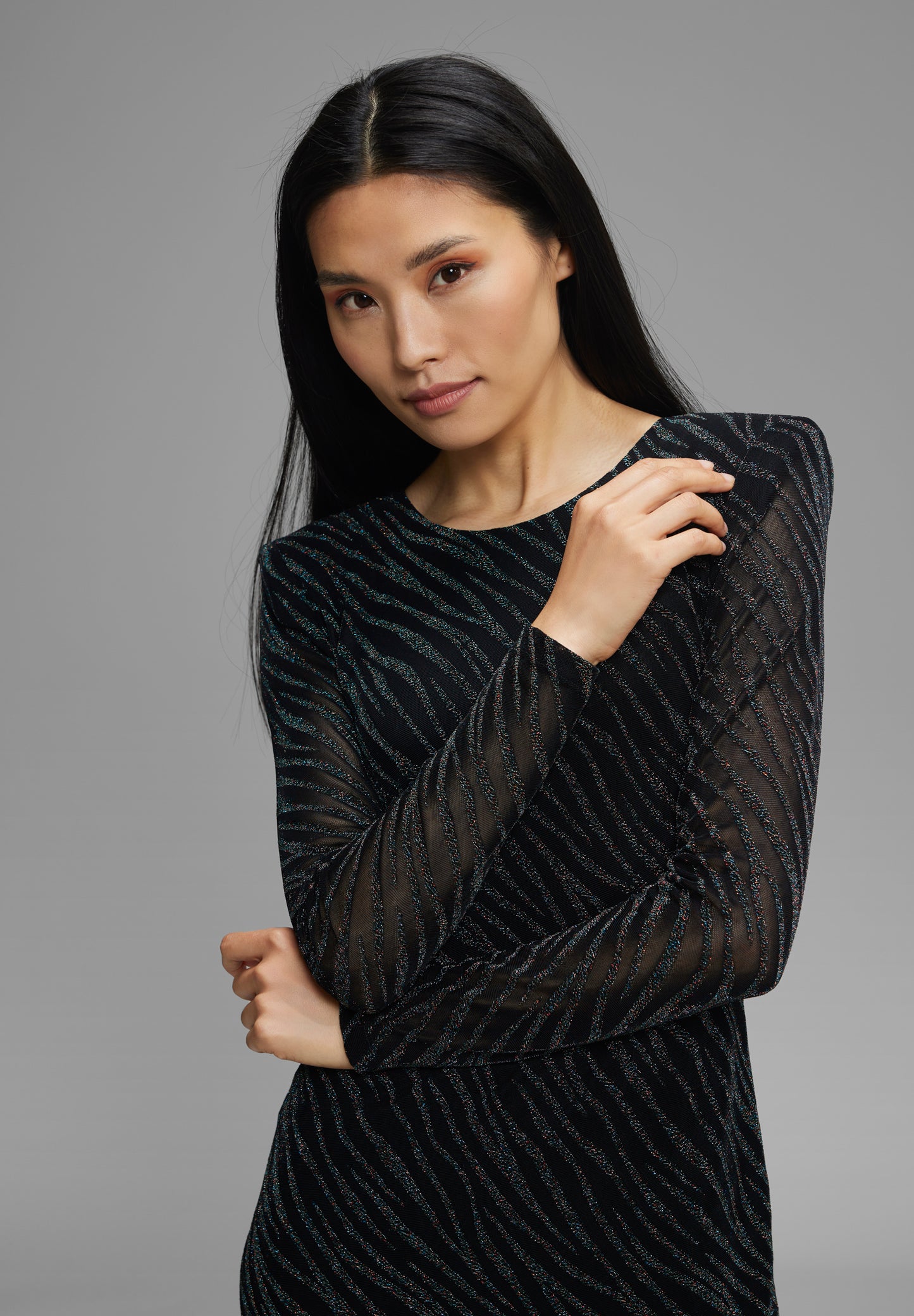Jersey-Kleid in glitzernder Animal-Optik