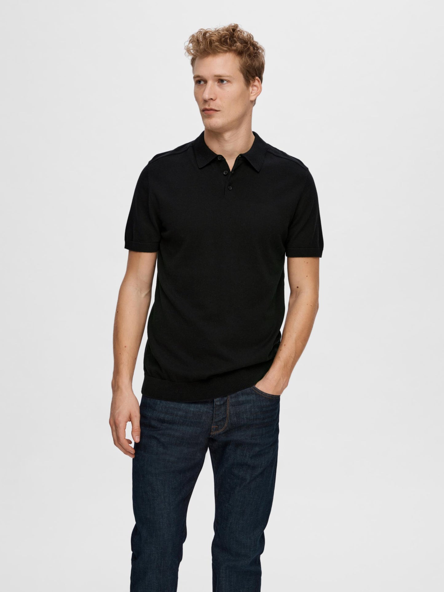 SLHBERG SS KNIT POLO NOOS