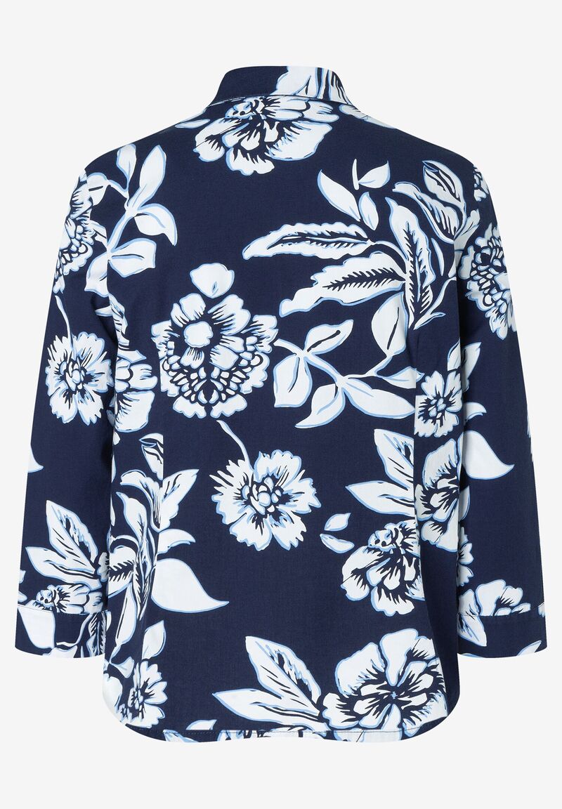 Hemdbluse Flowerprint marine/weiß Frühjahrs-Kollektion