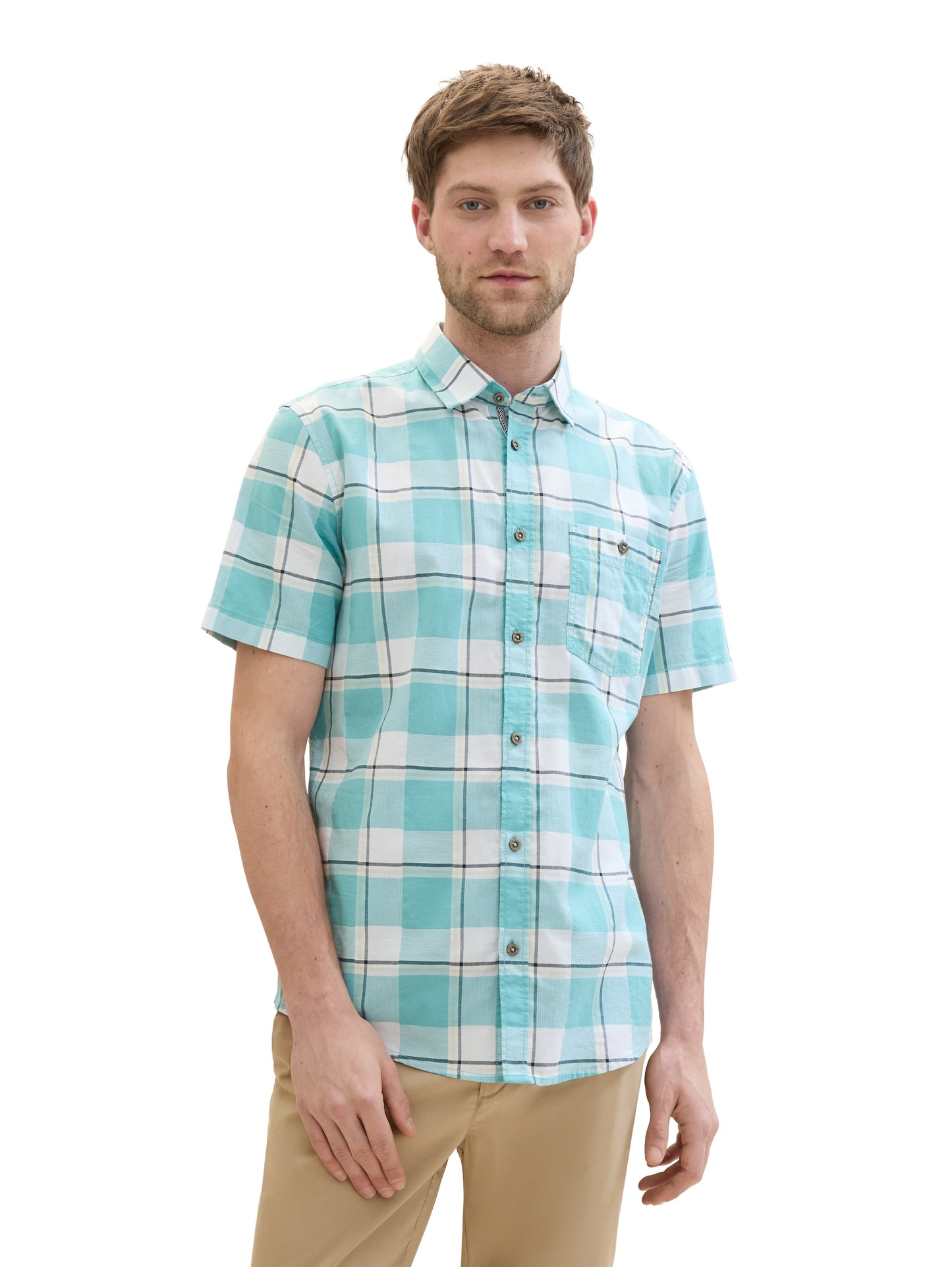 fitted checked slubyarn shirt