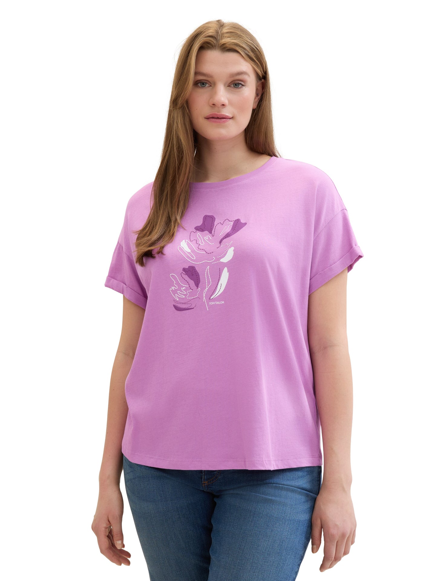 Lockeres Strick T-Shirt mit Print