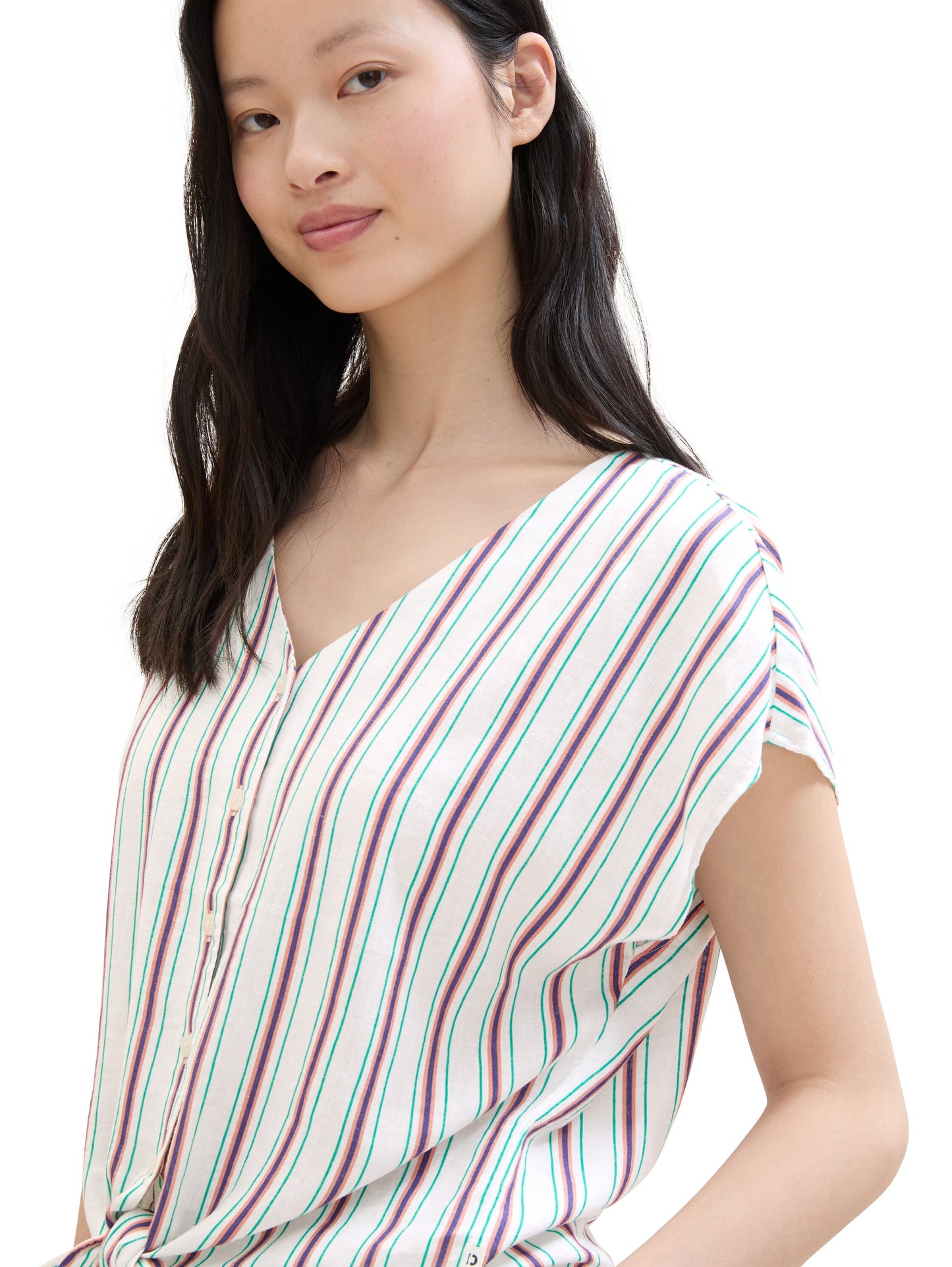 Leinenbluse mit Knotendetail