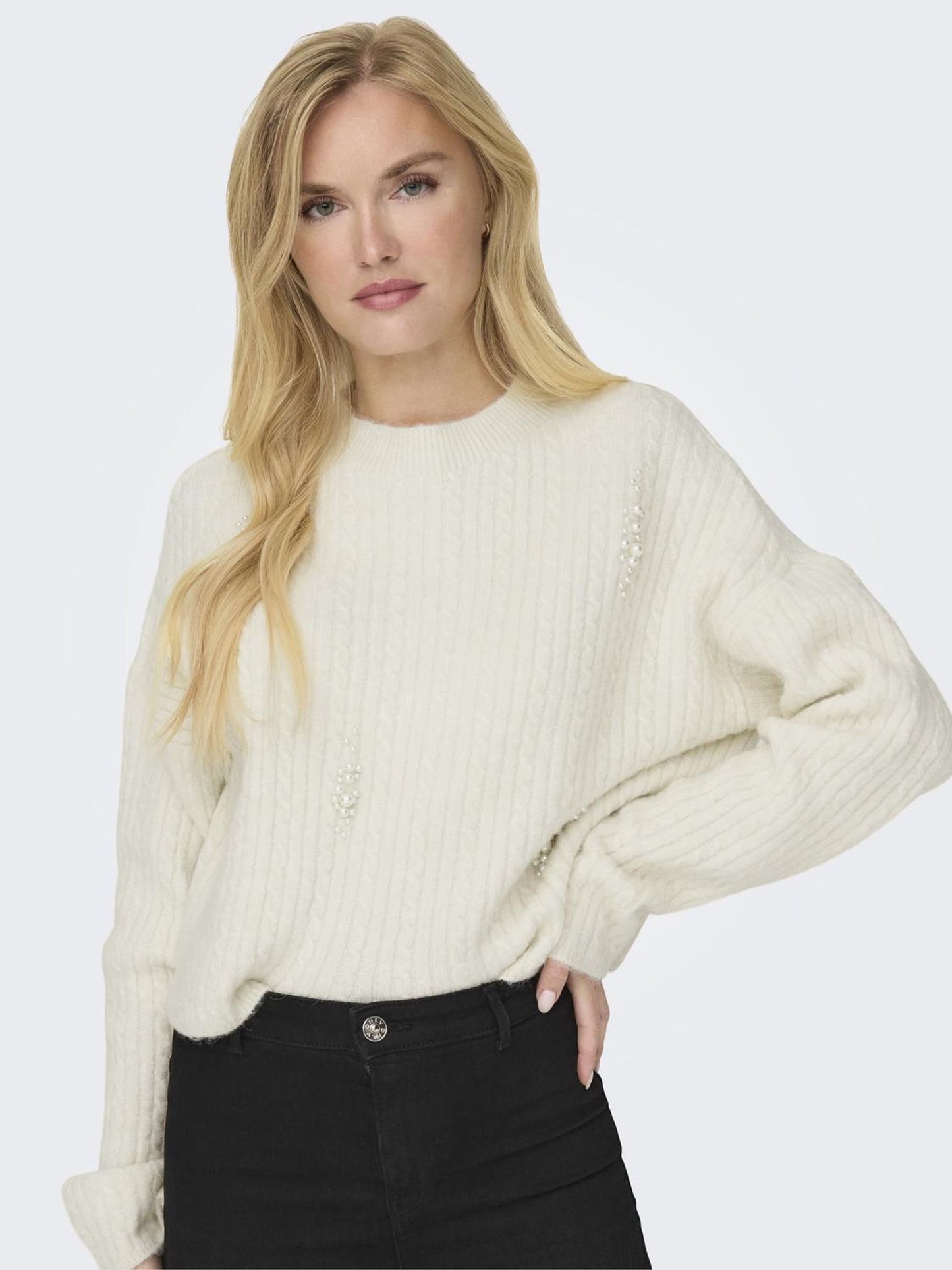 ONLMARILLA LS PEARL ONECK KNT