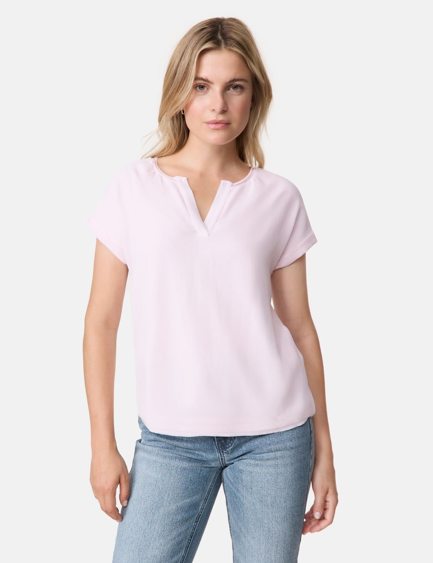 Blusenshirt mit Chiffon-Overlayer