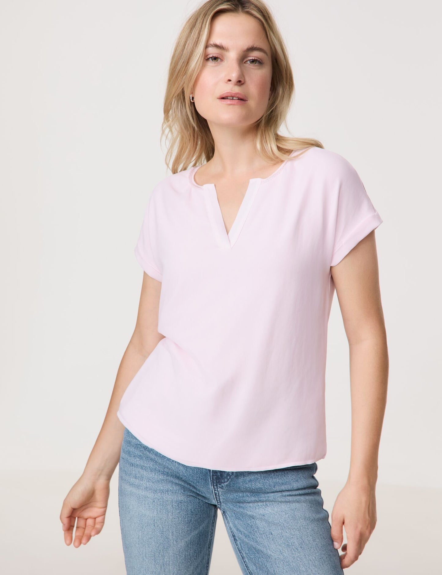 Blusenshirt mit Chiffon-Overlayer
