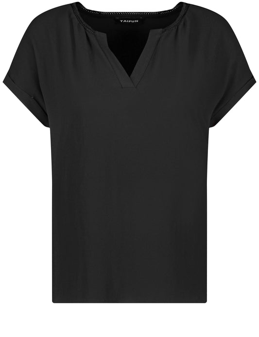 Blusenshirt mit Chiffon-Overlayer