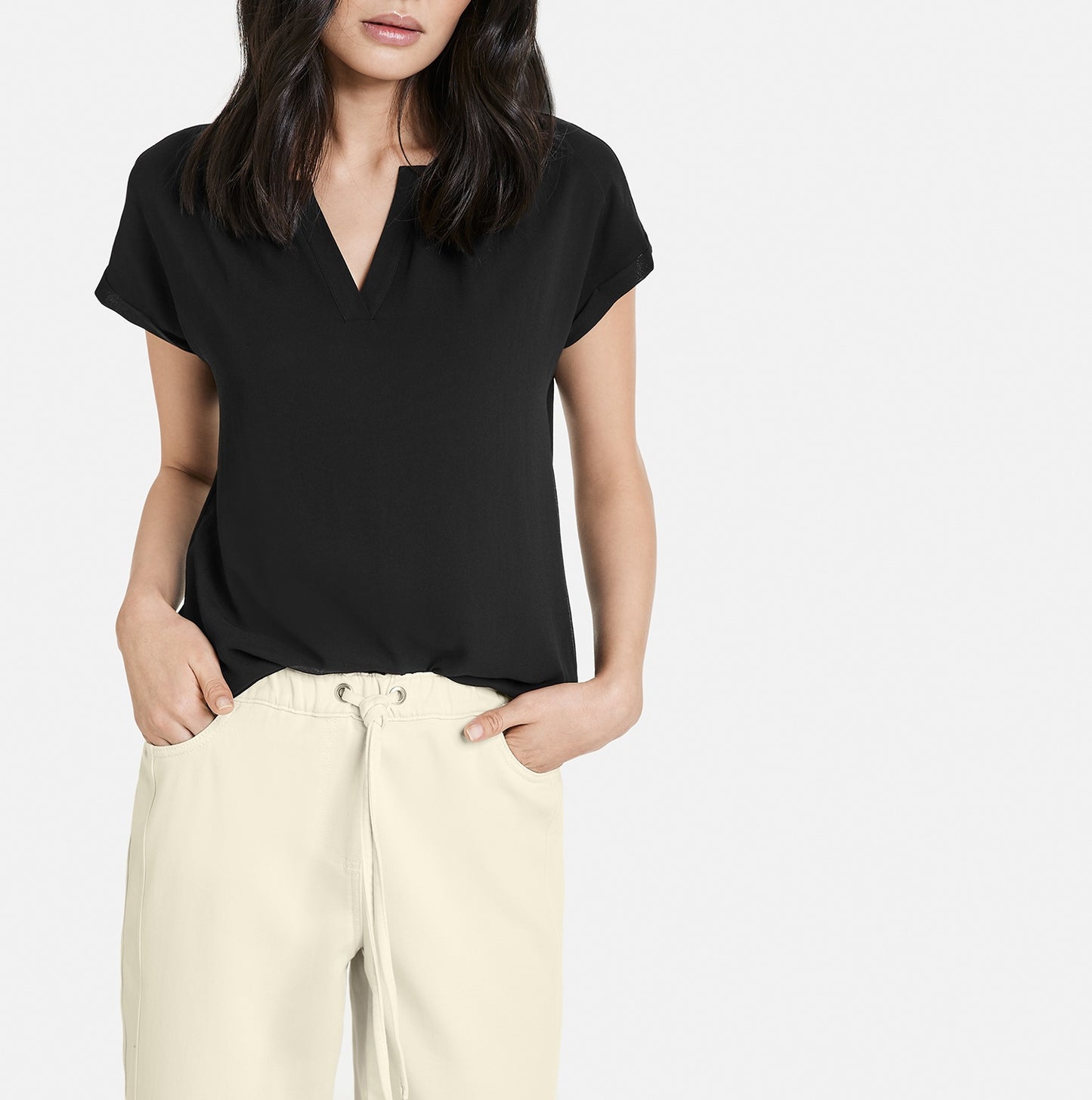 Blusenshirt mit Chiffon-Overlayer