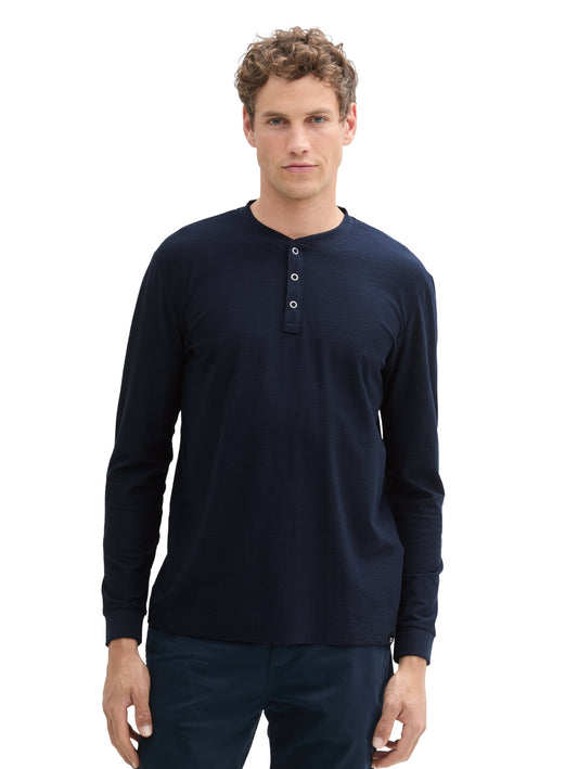 Henley Langarmshirt mit Struktur