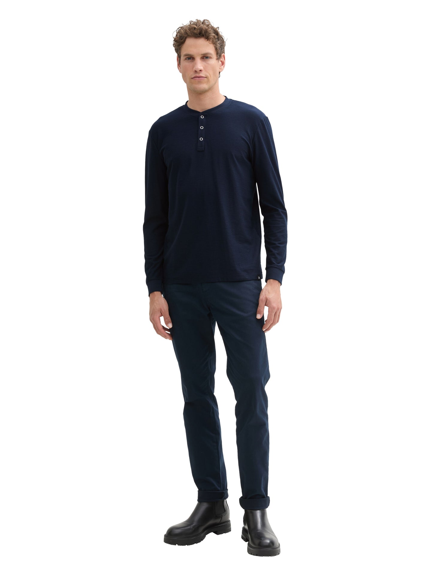 Henley Langarmshirt mit Struktur