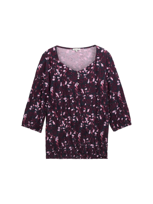 Allover Print T-Shirt in Crinkle-Optik