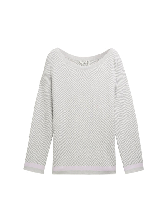Plus - Pullover mit Fischgrätenmuster