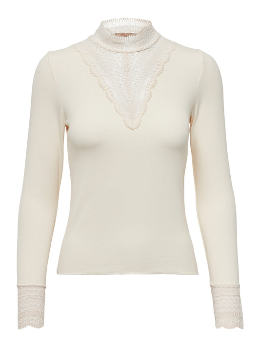 ONLTILDE L/S HIGH NECK LACE TOP JRS NOOS