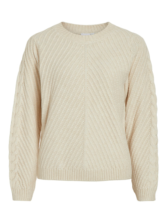 VIERIN L/S O-NECK CABLE KNIT TOP/BF