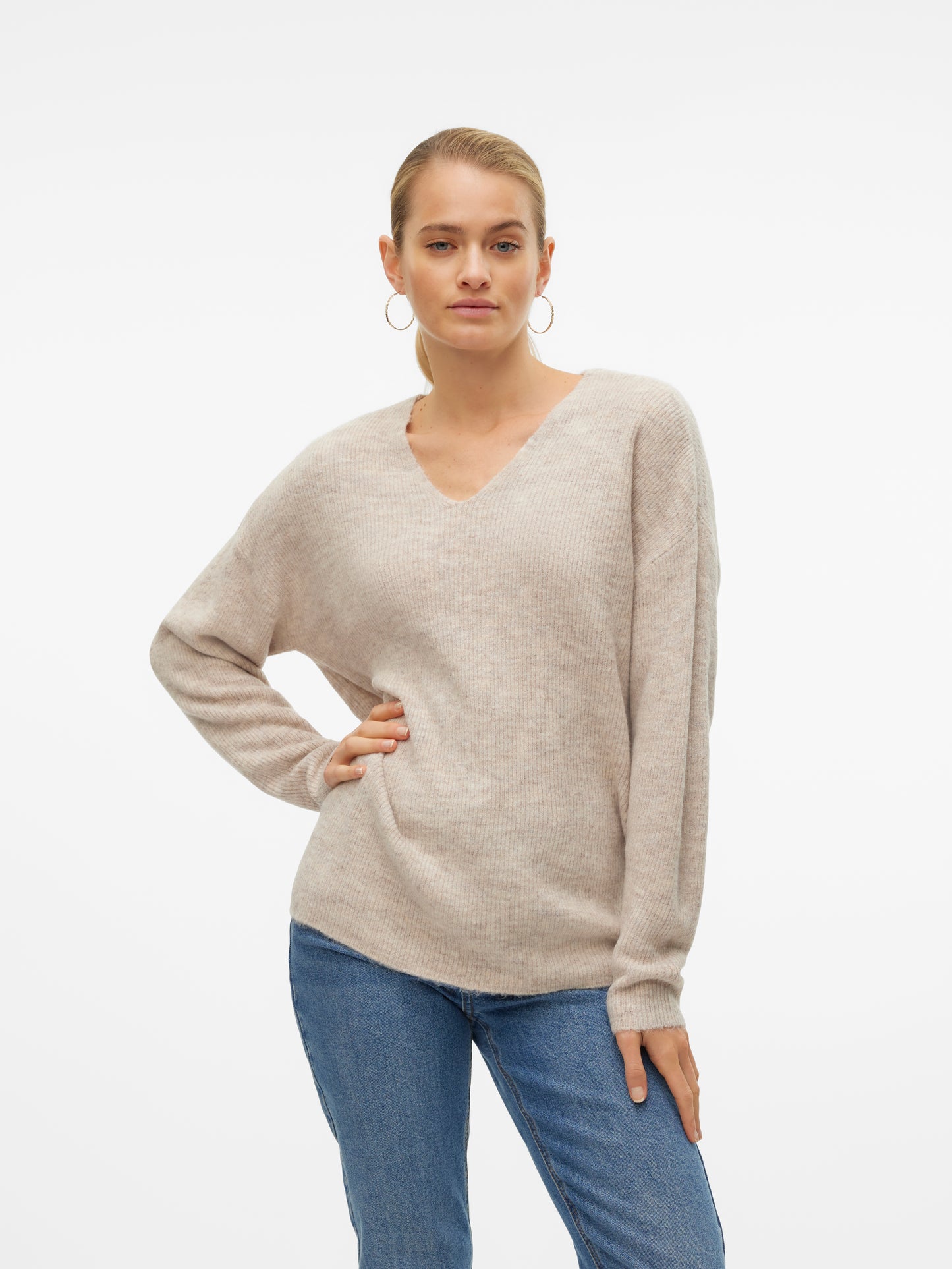 VMCREWLEFILE LS V-NECK BLOUSE NOOS