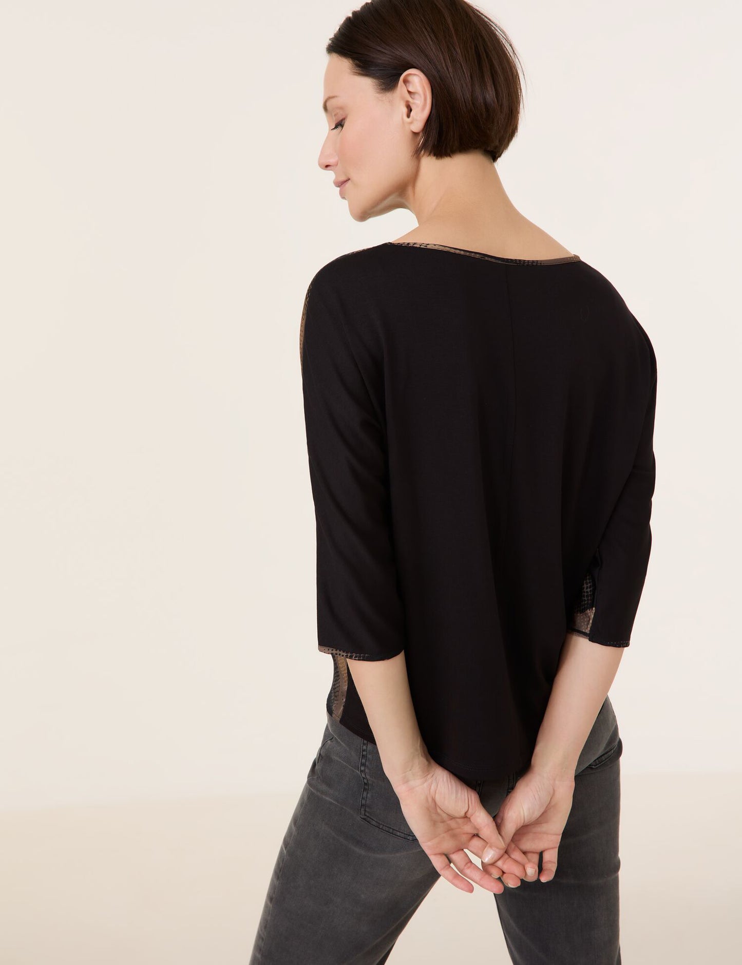 3/4 Arm Shirt mit fließender Blusen-Front