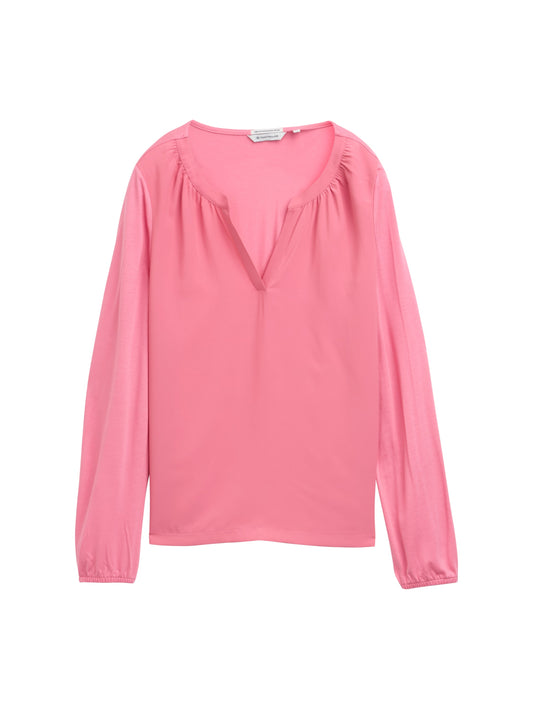Langarmshirt im Material-Mix