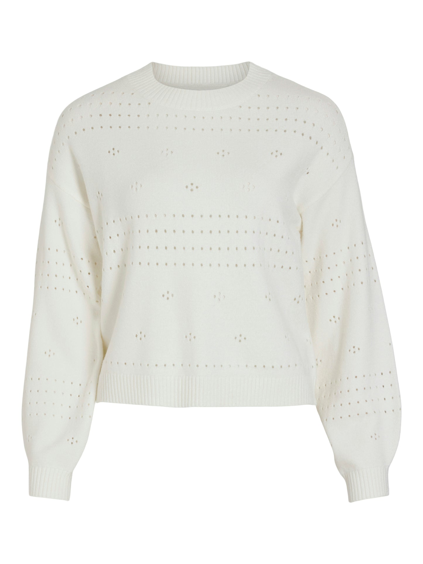 VIRIL L/S O-NECK POINTELLE KNIT TOP-NOOS