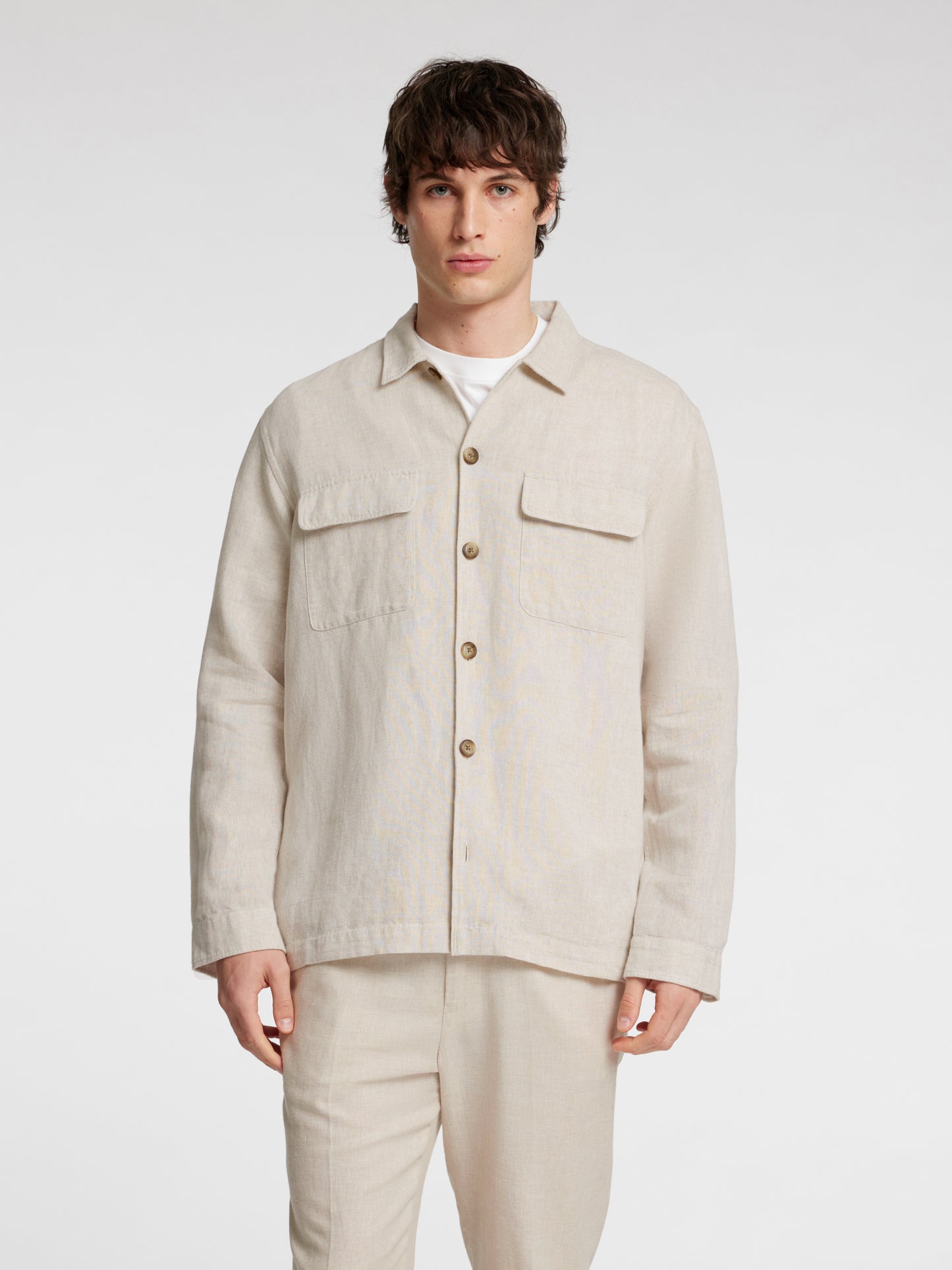 SLH-LEROY LINEN BLEND OVERSHIRT LS NOOS