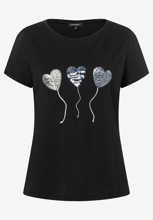 T-Shirt mit Paillettenherzen  schwarz  Frühjahrs-Kollektion
