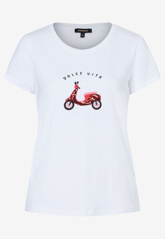 T-Shirt mit Pailletten-Roller  weiß  Frühjahrs-Kollektion