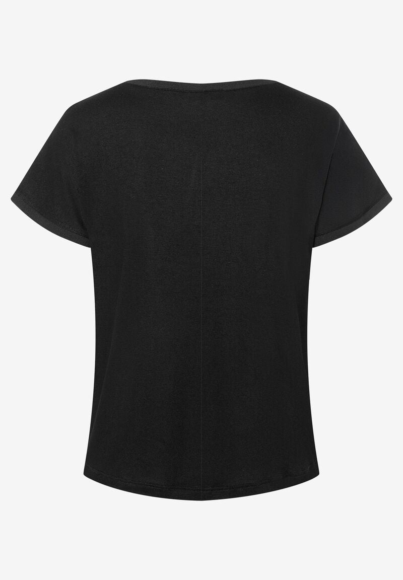 T-Shirt mit Chiffonkante  schwarz  Frühjahrs-Kollektion