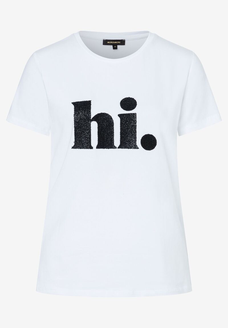 T-Shirt mit Perlenaufschrift  weiß  Frühjahrs-Kollektion