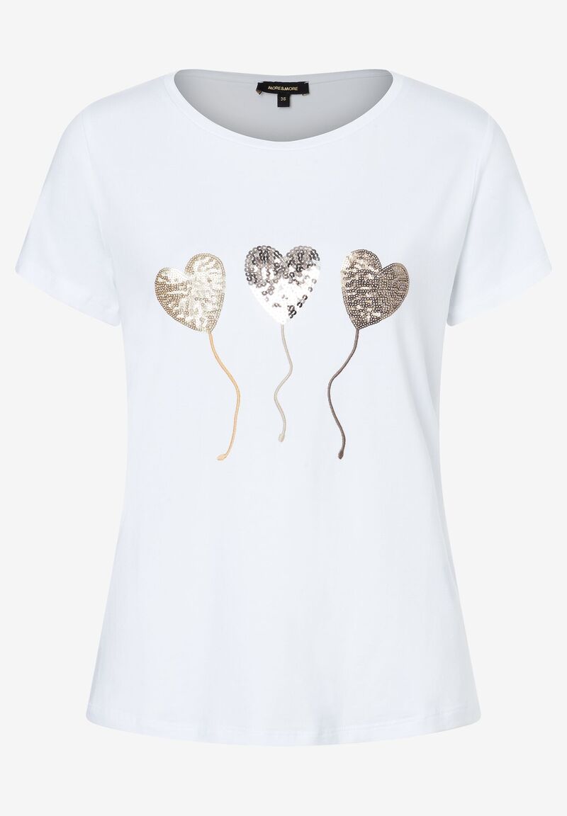 T-Shirt mit Paillettenherzen  weiß  Frühjahrs-Kollektion