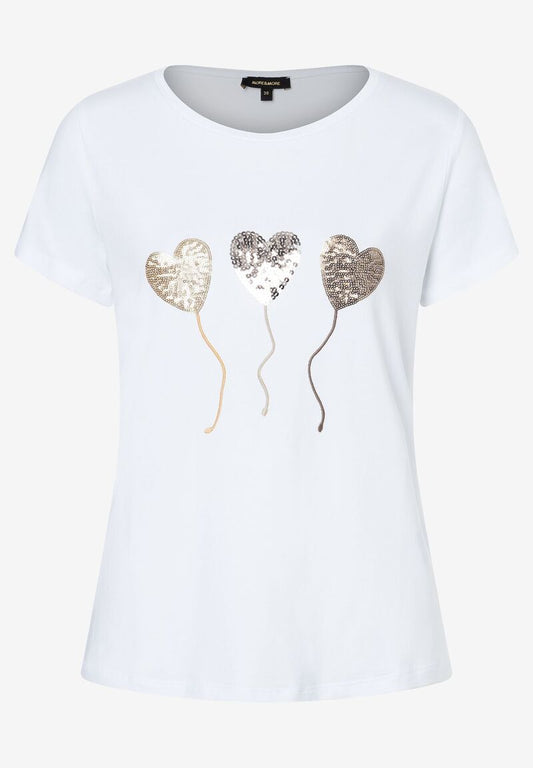 T-Shirt mit Paillettenherzen  weiß  Frühjahrs-Kollektion
